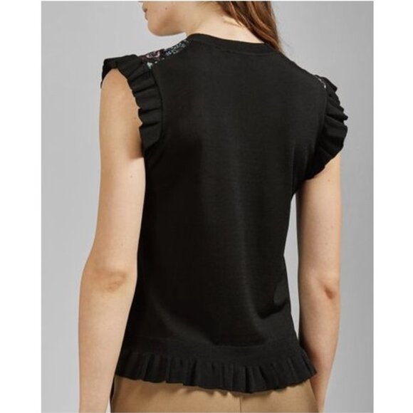 Ted Baker Letino Hazel-Print Contrast Top / Ted 3 / US 8 / Black Sleeveless - Picture 2 of 11